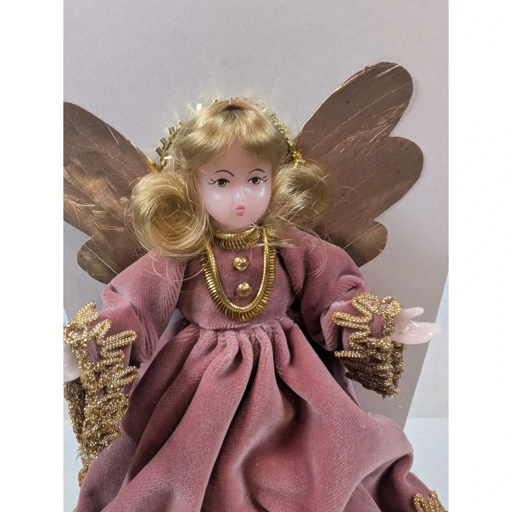 Vintage DROZD Handarbeit Angel Doll West Germany Pink Gold NIB